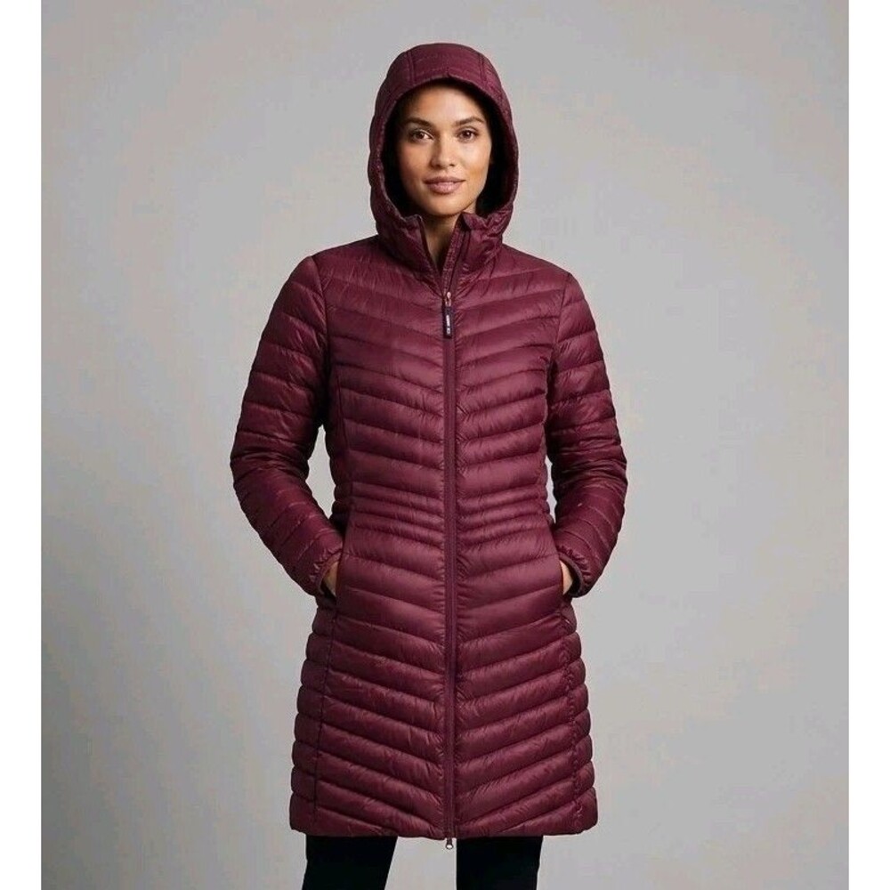Lands End Womens Wanderweight Lightweight Packable Long Down Coat Size L